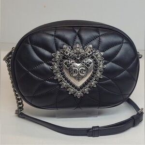 Dolce & Gabbana Devotion Sacred Heart Black Leather Crossbody Bag. Rare!